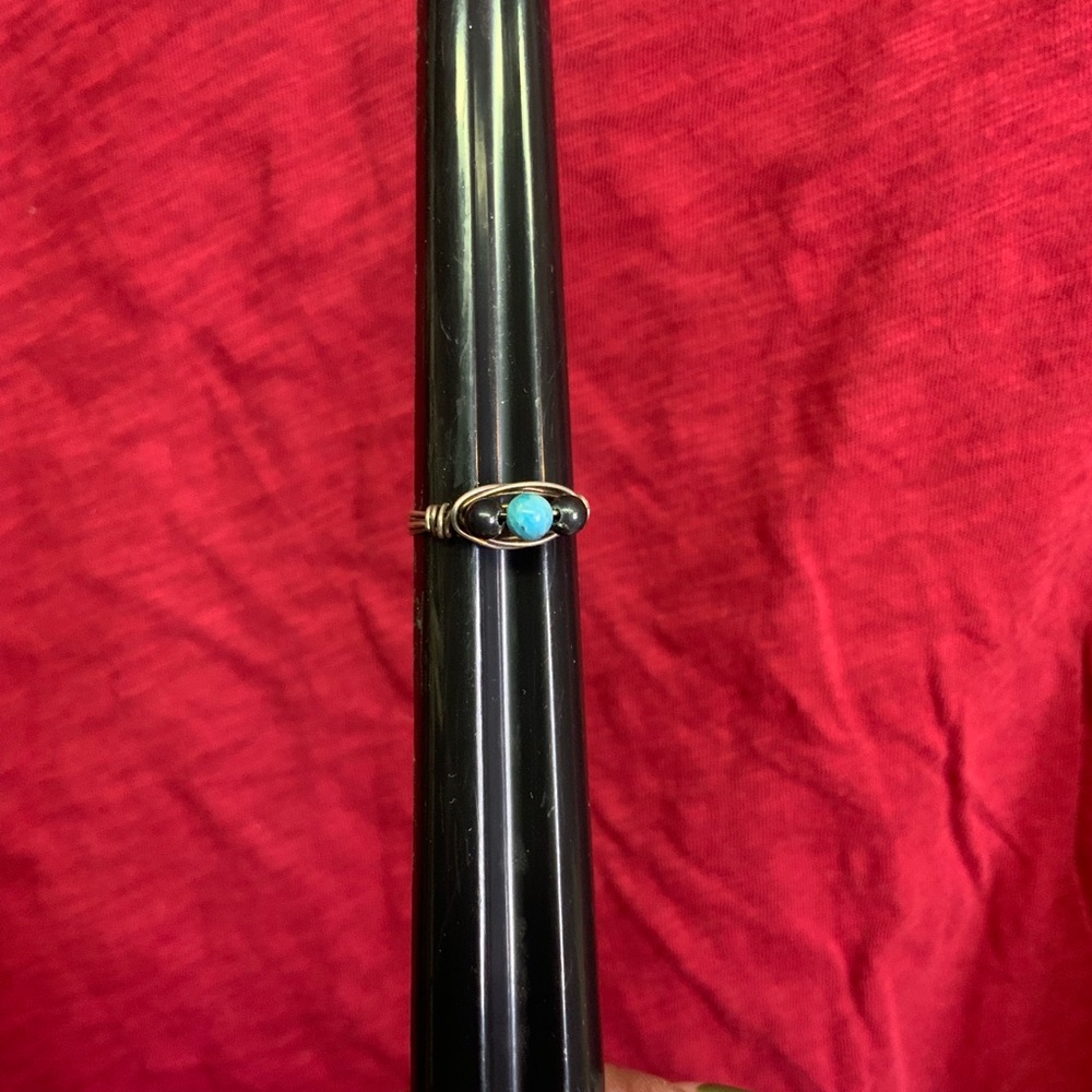 Turquoise Silver Wire Wrap Ring - image 5